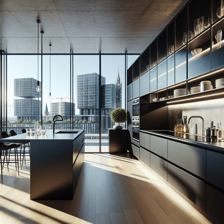 schwarze Einbauküche-München