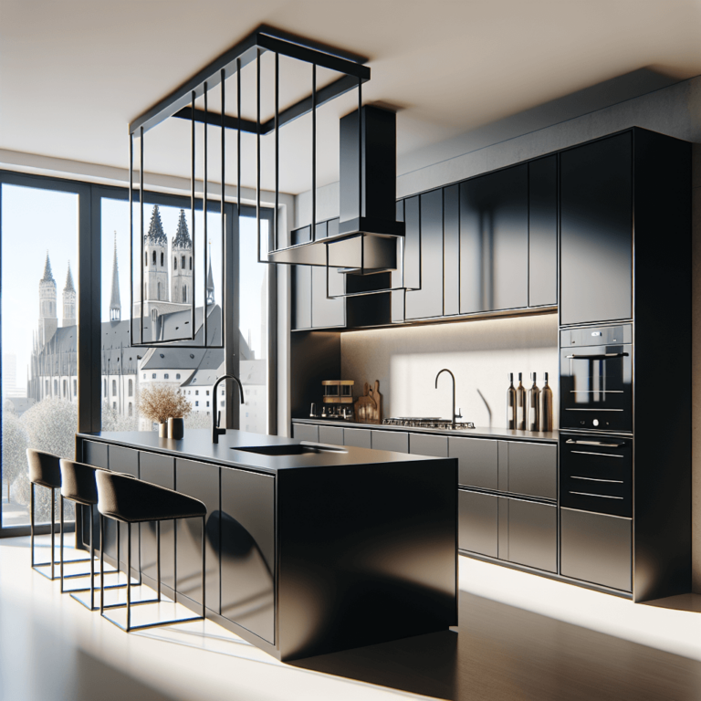 schwarze Freistehende Küche-München