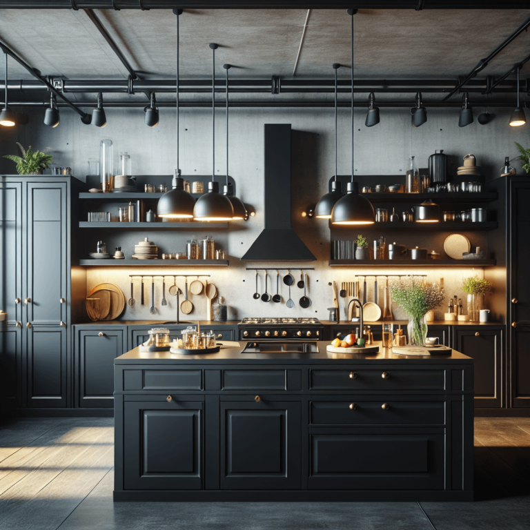 schwarze Industrielle Küche-München