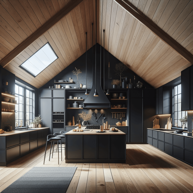 schwarze Küche für Dachschräge-München