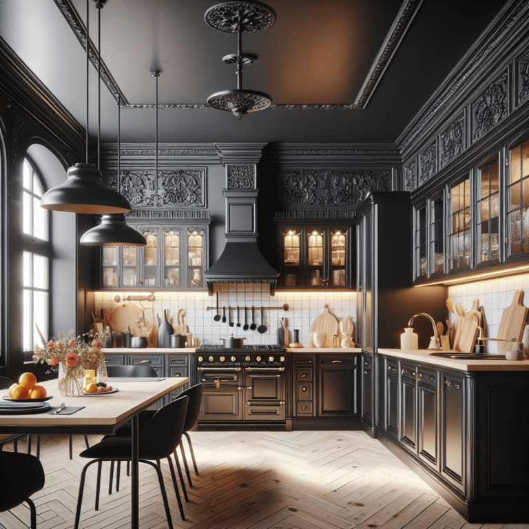 schwarze Küche im Vintage Chic Stil-München