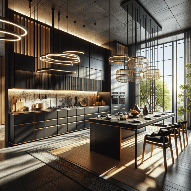 schwarze Küche im asiatischen Stil-München