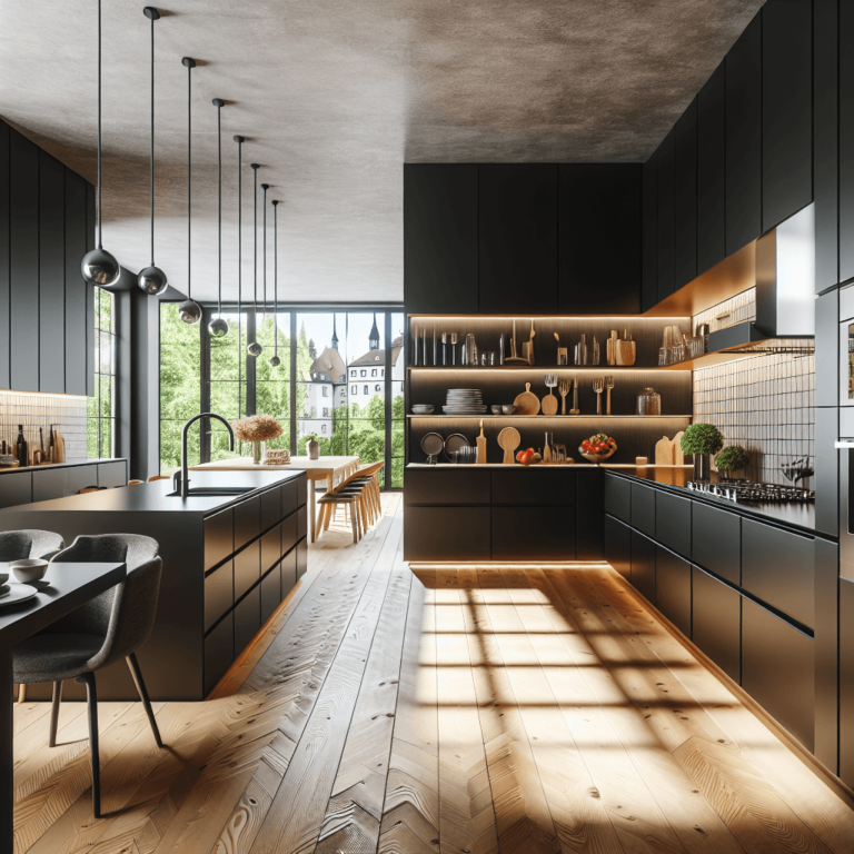 schwarze Küche im skandinavischen Stil-München