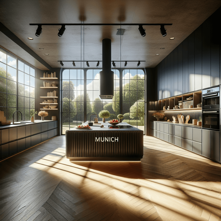 schwarze Küche in G-Form-München