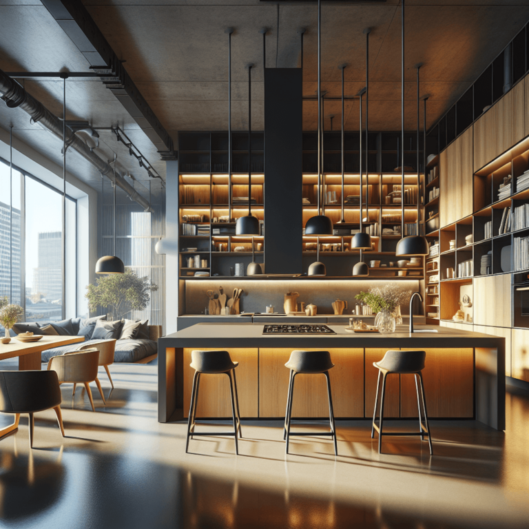 schwarze Schwebende Küche-München