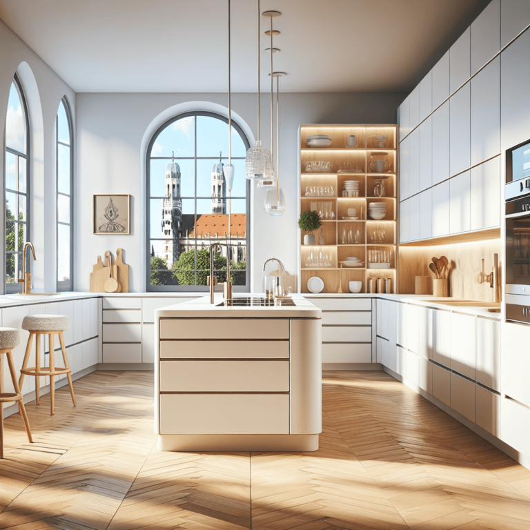 weiße Freistehende Küche-München