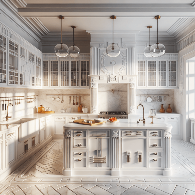 weiße Küche im Art-Deco-Stil-München