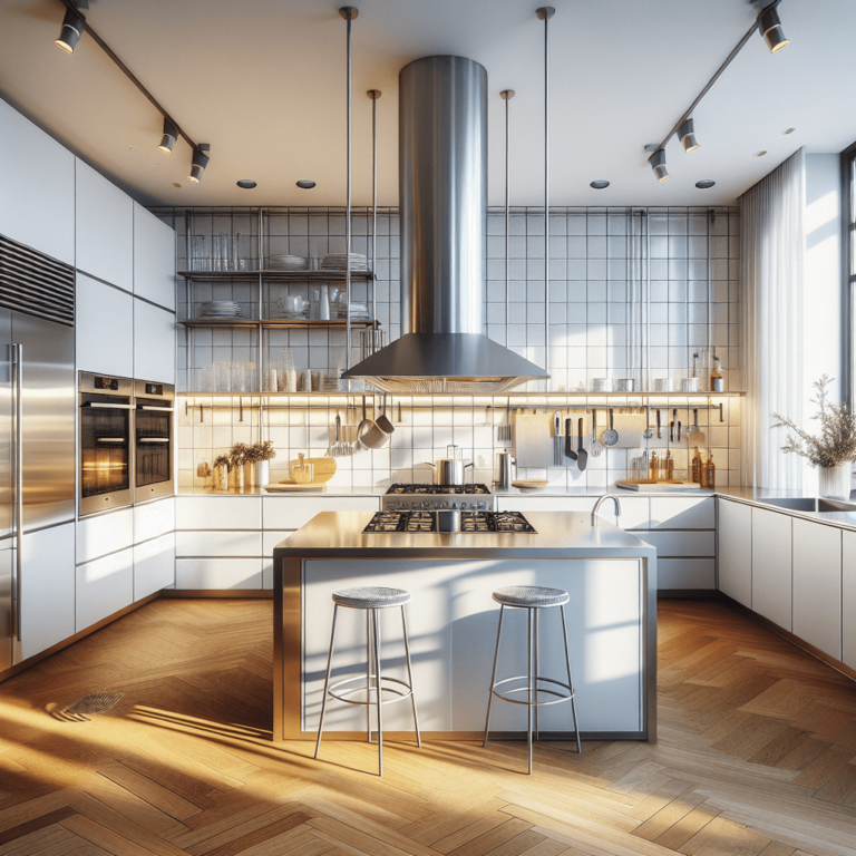 weiße Küche mit Stahlakzenten-München